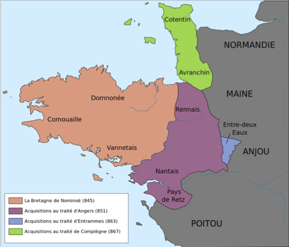 Carte du royaume de Bretagne 845-867