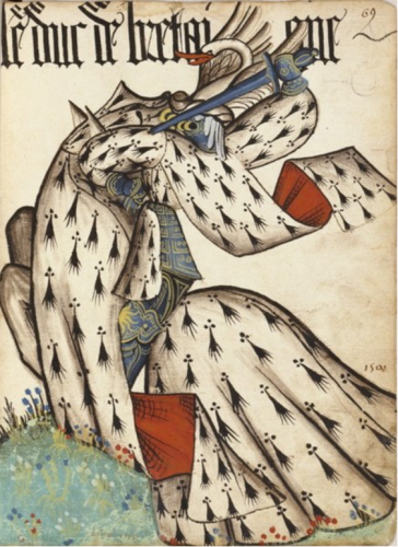 Jean V duc de Bretagne avec un cimier orné du cygne